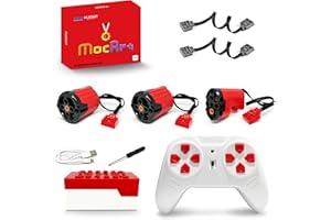 MOCART Technik, set di motori Power Functions, 2 motori XL, 1 servomotore, telecomando, modulo batteria, cavo di prolunga, controllo app, accessori MOC, compatibili con Lego (A)