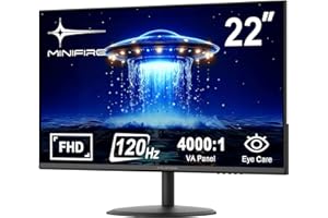 Minifire Écran PC 22 Pouces FHD (1920 x 1080), 120Hz, 107% sRGB, Mode Faible lumière Bleue, Angle de Vision de 178°, Design de Mode Ultra Edge, Adaptive-Sync, HDMI 1.4×2-MF22X3AH