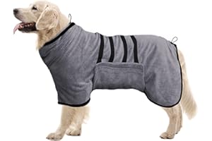 Pejoye Hundebademantel aus Mikrofaser - Saugfähiges Pfotentuch und Handtuch für Hunde Mit Magischem Klebeband