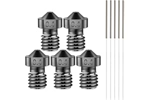 SIMAX3D Lot de 5 Buses E3D V6 Buse 0.4mm, Buse en Acier Trempé + Kit de Nettoyage en Acier Inoxydable pour Prusa i3, Anycubic i3 Mega Imprimante 3D