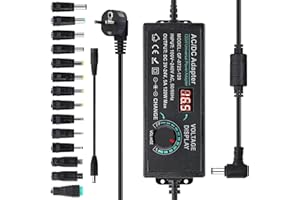 RWSRW Fuente de Alimentación Universal 3 V ~ 24 V 5A 120W Adaptador de Corriente Ajustable AC a DC para Electrodomésticos Tira de luz LED Cámara Computadora portátil Enrutador