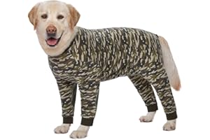 Yeapeeto Dog Onesie Surgery Recovery Suit for Large Medium Bodysuit Dogs Pajamas PJS Full Body for Shedding, Prevent Licking, Wound Protection, Cone Alternative (5XL, Camo)