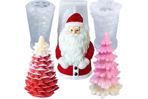 JDH SILICONE Stampi Candela in Silicone per Natale,Stampi in Silicone per Alberi di Natale,Babbo Natale Stampo per Candela 3D,Stampo Gesso per Alberi di Natalizi Per Decorazione Della Casa,Decorazioni da Tavolo