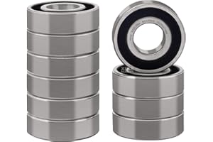 XIKE 6202-2RS Sealed Ball Bearings 15x35x11mm, Chrome Steel｜Pre-lubricated｜Double Rubber Seal｜6202RS Deep Groove Ball Bearings, Pack of 10.