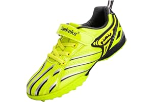 Saekeke Botas de fútbol TF Niños Niñas para Moqueta Turf, Ligero Antideslizante Velcro Bajo Zapatos de Entrenamiento