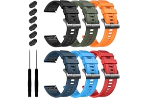 EZMVZKU 22 mm Silicone Replacement Strap for Garmin Fenix 8 47 mm/7/7 Pro/E, QuickFit Bracelet Compatible with Fenix 6/6 Pro/5/5 Plus/Forerunner 965/955 945/Approach S62/S70/tactix 8 47 mm/Descent G2