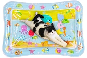 Yotlein Piscina per Gatti Gioco con Pesci, Alfombra Agua Bebe, Colchoneta Hinchable para Bebés, Alfombra Inflable con Agua, Interactivo Manta de Agua Juego Gatos, Regalo para Bebés