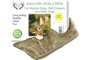 ARTISAN GIFT CO Fallow Antler Chews for Small Dogs and Puppies – 100% Natural Deer Antler Treats - Weight 100g. (M - 1 Unit)