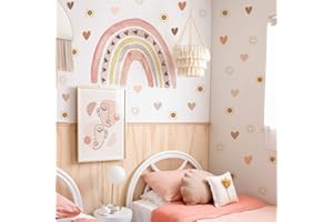 funlife Grandi Acquerelli Arcobaleni Colorati Adesivi Murali, Autoadesivo Adesivi da Parete Boho Cuore, Sticker da Muro Boho Sole per Bambini Ragazze Camerette Camera da Letto Asilo Nido Decorazione