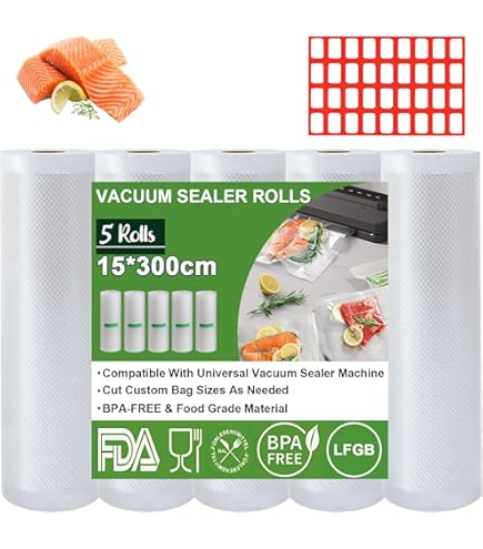 Rotoli Sottovuoto Fitge - 3 Rotoli 15x600 Cm, Spessore 170µm, Senza BPA, Per Alimenti - Foto 12