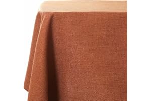WAITER TREE Faux Linen Tablecloth Rectangle Washable Wrinkle and Water Resistant Table Cloth Cover for Kitchen Dining Tabletop Decoration (Rust Red, 140 x 180cm)