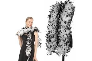 TOLVUNZ Bouée de Plumes, Bouée de Plumes Colorées, Bouée de Plume pour Déguisement, Plume, Écharpe, Décoration de Bouée de Plumes de Turquie, Bouée de Plumes Noire Décoration Écharpes pour Fête en Robe de