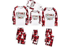 LINDOMAKER Family Christmas Pyjamas Set 2024 Xmas Matching Family Pjs Holiday Funny Cute Graphic Sleepwear Jammies Loungewear Set