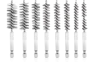 HMKESOTERIC Zestaw 8 szczotek drucianych do wiertarki, szczotka akumulatorowa ze stali nierdzewnej, szczotka druciana cylindryczna okrągła z sześciokątnym drążkiem, szczotka do otworów do polerowania, szlifowania