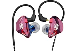 BASN Bsinger Écouteurs intra-auriculaires à isolation phonique, double pilote dynamique, haute définition, écouteurs filaires avec câble MMCX amovible pour musiciens, batteurs, chanteurs (bleu et