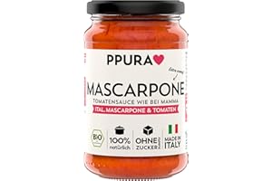 PPURA Bio Tomatensauce Mascarpone | Pasta-Sauce mit Italienischer Mascarpone & Tomaten | Sugo Made in Italy | 100% Natürlich Ohne Zusatzstoffe | Nudel-Soße aus Italien | 340g Glas