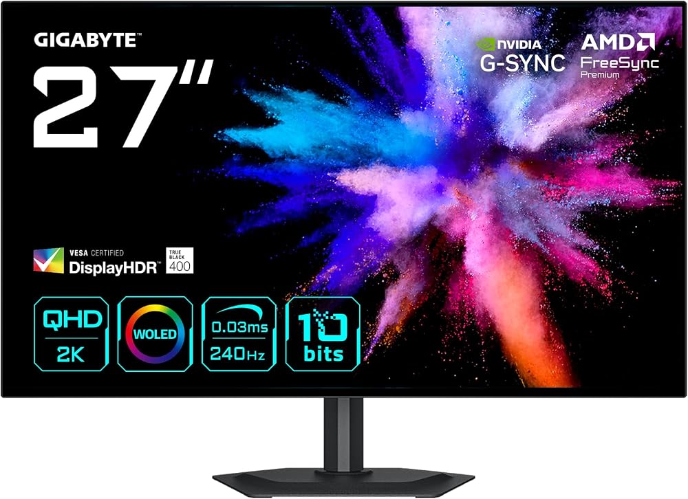 GIGABYTE GO27Q24G 27″ 240Hz 0.03ms 2K G-Sync QHD HDR400 WOLED Gaming (Oyuncu) Monitör