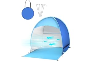 ESTEFANLO Tenda da spiaggia pop up per bambini, leggera, grande, tenda da spiaggia per 3-4 persone, impermeabile, tenda da spiaggia per bambini, adulti, cani, ripari da sole pieghevoli per giardino