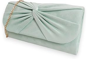 USHOPUK Suede Pleated Style Bridal Prom Wedding Evening Clutch Party Purse Hand Bag