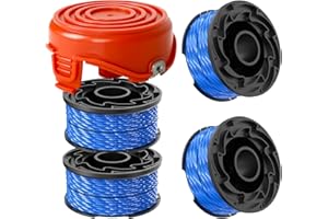 GOTRAIN Bobina de desbrozadora y cubierta de carrete compatible con Black&Decker GL315, GL337, GL350, GL650, GL652, A6441 y 597862-00, Φ 1,65 mm 12,2 m de nailon de repuesto (4 bobinas + 1 tapa)