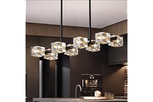 ‎JUJUQI Kristall Kronleuchter Moderne Schwarz und Gold Pendelleuchten, Vintage Hängeleuchte, 8-Lichter Design, Luxus K9 Kristall Kronleuchter für Esszimmer Esstische Schlafzimmer