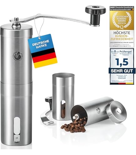 KINGrinder P0 Lightweight manual hand coffee grinder for moka pot, French press, drip with assembly consistency stainless steel conical burr grinder, 20g capacity