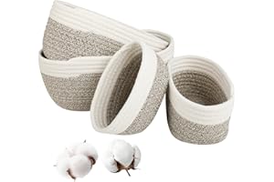 Atliberswo 4 Piezas Cestas Organizador de cuerda de algodón,Cestas Almacenaje,Cajas de Almacenaje,Cesta Bebe Organizadoras,Organizador Cambiador Bebe,ideales para la habitación infantil y el baño