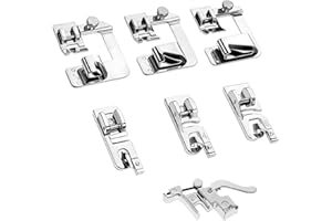 LIQWEI Pack of 7 Presser Feet for Sewing Machine, Stainless Steel Presser Foot, Sewing Machine Feet, Hemming Foot, Presser, Rolled Hem Foot, Sewing Machines, Accessories for House