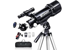 Cinati Telescopes for Adults Children Beginners 70 mm Opening 400 mm Astronomical Telescope for View Moon Planets, Portable Refractor Telescope with Adjustable Tripod, Phone Adapter and Carry Bag