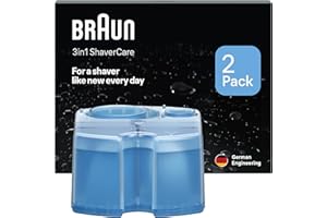 Braun ShaverCare 3In1 Cartucce Di Ricarica ORIGINALI Per Stazione SmartCare, Pulisce Rasoio Elettrico Barba 10 Volte Meglio Dell'Acqua, Igienizzando, Fresco Di Limone, Pacco Da 2