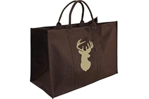 AUBRY GASPARD Panier A Buches Sac A Bûches en Toile De Jute Plastifiée - Panier A Bois Panier Buche Sac A Buches Panier Bois pour Cheminée 50kg