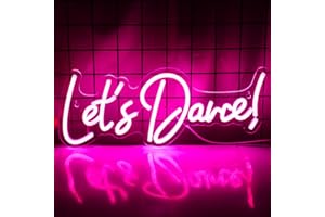 Wanxing Let's Dance Neonlicht Schriftzug Lassen Sie Uns Tanzen Neon Schild Rosa Tanzen Neon Sign Led Wort Neonlicht Zeichen für Tanzende Party,Bar Zubehör,Valentinstag,Geburtstagsfeier