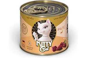 KITTY Cat Paté Wild, 6 x 200 g, mokra karma dla kotów, bezzbożowa karma dla kotów z tauryną, olejem łososiowym i małżem zielonowargowym, pełnoporcjowa pasza o dużej zawartości mięsa, Made in Germany