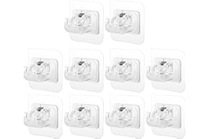 BRAVECOW 10PCS Curtain Rod Holders No Drill Self Adhesive Rod Brackets Nail Free Adjustable Curtain Hangers Self Adhesive Curtain Hooks for Home Kitchen Hotel