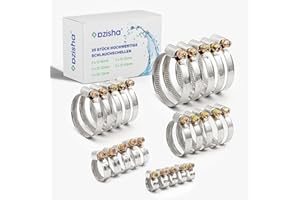 AZISHA Collier De Serrage Inox 10-70mm - 25 Pièces Collier Serrage - Réglable Collier De Serrage Métallique - Collier Durite - Colliers De Serrage À Vis Pour Piscine,Jardin,Home Gaz