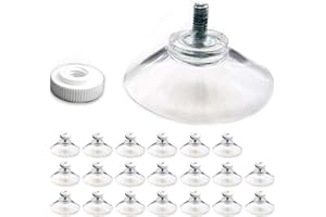 QG LTD Suction Cups - 20 Pack of 40mm Clear Plastic Sucker Pads with Screw and Nut. 10mm long M4 thread.