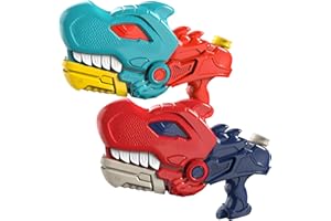 LXUBDXY 2 Pièces Pistolet à Eau Dinosaure, 600ml Pistolet a Eau avec Portée 8-10 Mètres, Fusil a Eau pour Enfants et Adultes, Jouet Pistolet a Eau pour Piscine de Plage Extérieure Jardin