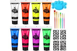 Proamate Neon Face Paint,Glow in Dark Face Body UV Blacklight Neon Fluorescent Art Paint Neon Accessories Perfect for Carnival, Party, Halloween (10ml)
