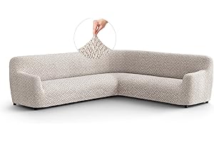 Paulato - Copridivano Angolare in Microfibra con Fantasia, Tessuto Bielastico Antigraffio Lavabile in Lavatrice, Certificato OEKO-TEX, Disegno Venezia Naturale - Made in Italy