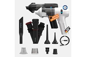 lautux Turbotastic Pro 2 Handstaubsauger – 120W, 18.000Pa, bis 60 Min Laufzeit, HEPA-Filter, LED-Display, 4-in-1 Düsen (Auto, Tierhaare, Polster, Aufpumpen, Vakuumieren) (Perlweiß, Starter Set)