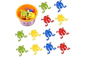 NUOBESTY Jumping Frogs, 12pcs Finger Pressing Toys Bouncing Frog with Bucket Kids Educational Toys for Party Favors, Classroom Games, Interactive（Mixed Color)