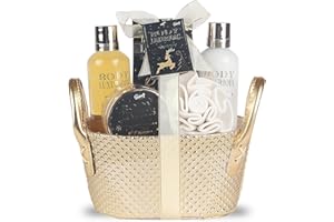 GLOSS! | Set de Baño de Mujer | Set Baño 5 piezas | Perfume de Vainilla y Tilo | Cesta de belleza | Idea Originale per mujer y cumpleaños