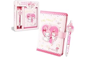 Dekewe Me-lody Diary Book, Cute Notebook, Kids Leather Journal Notebook Set for Writing and Drawing, Kawaii Stationery Set with Pen Includes Colourful Inserts, Back to School Gift for Girl and
