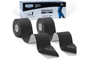 LiangMai Tape Kinesiologie prédécoupées - 40 Precut Bande Kinésiologie Tape (chaque 25cm x 5cm) 2 rouleaux (5cm x 5m) Sport Kinesio tape, Professional Muscles Physio Tape, étanche & élastique