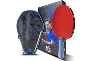 SCORPION SPORTS Scorpion Table Tennis Bat, Professional Ping Pong Racket, ITTF Approved Rubber, Stylish Case, 5-Star Carbon, Black/Red, 7 ply Real Wood, 2.15 mm Sponge