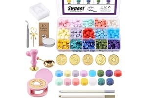 Swpeet Kit de 465 sellos de cera, sobres vintage y velas de té para sobres, sellado de cartas, tarjetas de invitación