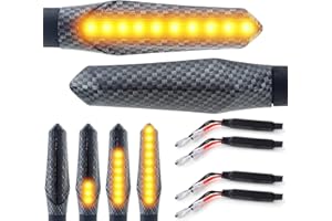 ‎AREA1 Area1 Motorrad LED Blinker e-geprüft carbon, Lauflicht Effekt, M8 Set (2 Stück) + 2x Widerstände. kompatibel mit BMW Yamaha KTM Honda Kawasaki KSR Moto Suzuki Piaggio Triumph Aprilia Ducati Mondial