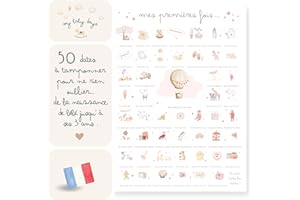 My Baby Days Affiche Premières Fois à Tamponner 'Bébé Rose' - cadeau de naissance bébé fille | decoration chambre bebe | cadeau jeune maman | carte des étapes de bebe (Affiche seule A3)
