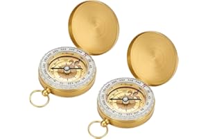 PJUQOW 2 Stück Wasserdichter Taschenkompass Aus Reinem Kupfer Mit Gravur Präziser Portable Kompass Für Outdoor Wandern Camping Navigation Orientierungslauf Survival