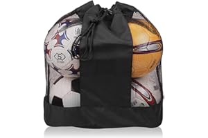 SacJkt Ballnetz, Ballsack, große Netz-Balltasche mit Kordelzug und Werstellbaren Schultergurten, wasserdichte Aufbewahrungstasche für Fußball, Basketball, Volleyball（S-L）
